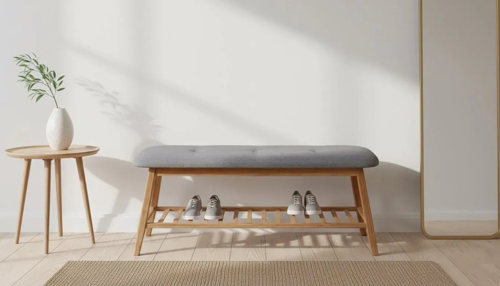 Drewniana ławka z półką siedzisko na buty 100 cm N1-K40