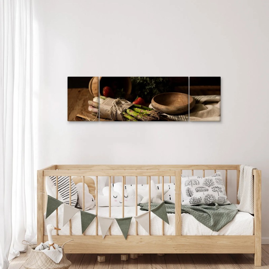 Obraz szparagów na stole (170x50 cm)