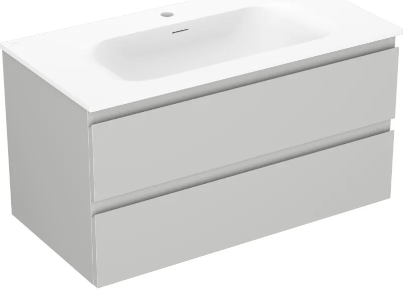 Mexen Orio szafka łazienkowa 90 cm z umywalką Vela, 2 szuflady, szara mat/biała mat - 91A10-09047-2-BFF62-W23M01