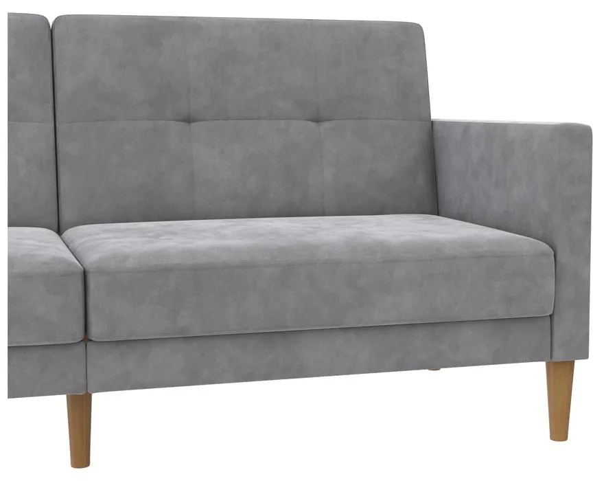 Jasnoszara aksamitna rozkładana sofa 207 cm Lilly – Støraa