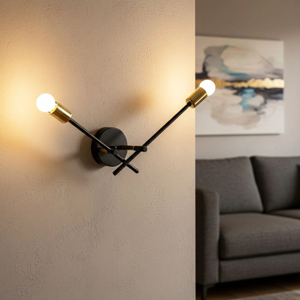 LAMPA ŚCIENNA KINKIET APP1119-2W Czarna