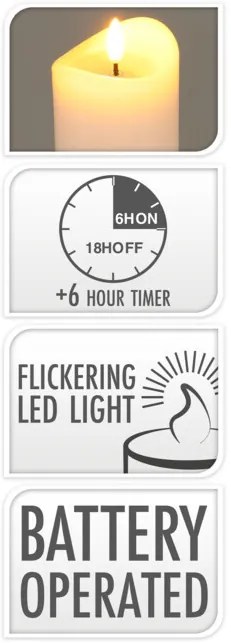 Świece woskowe z LED-owym płomieniem, 3 szt.
