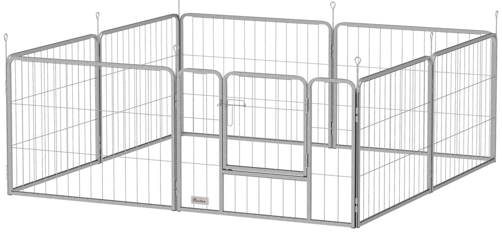 Gehege dla zwierząt domowych PawHut, ogrodzenie dla psów, plac zabaw dla zwierząt, elastycznie dopasowalne, stal nierdzewna