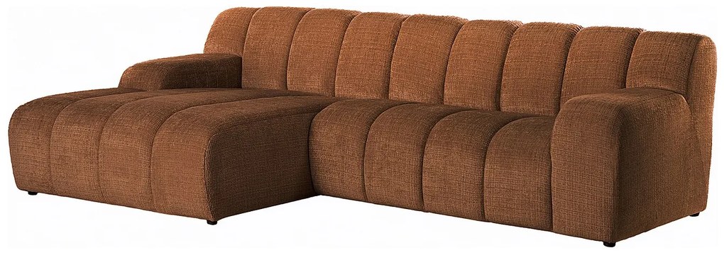 Kanapa narożna lewostronna z tkaniny szenilowej w kolorze terakoty BELADON