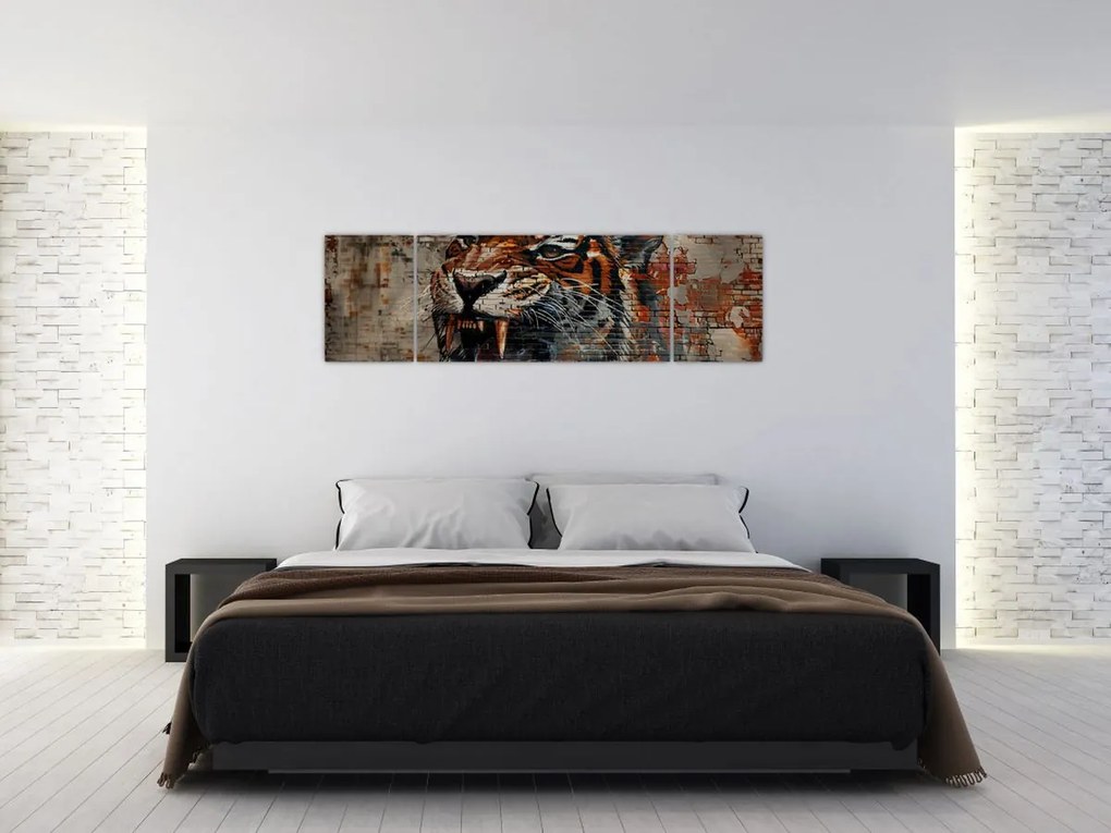 Obraz - Tygrys z cegieł (170x50 cm)