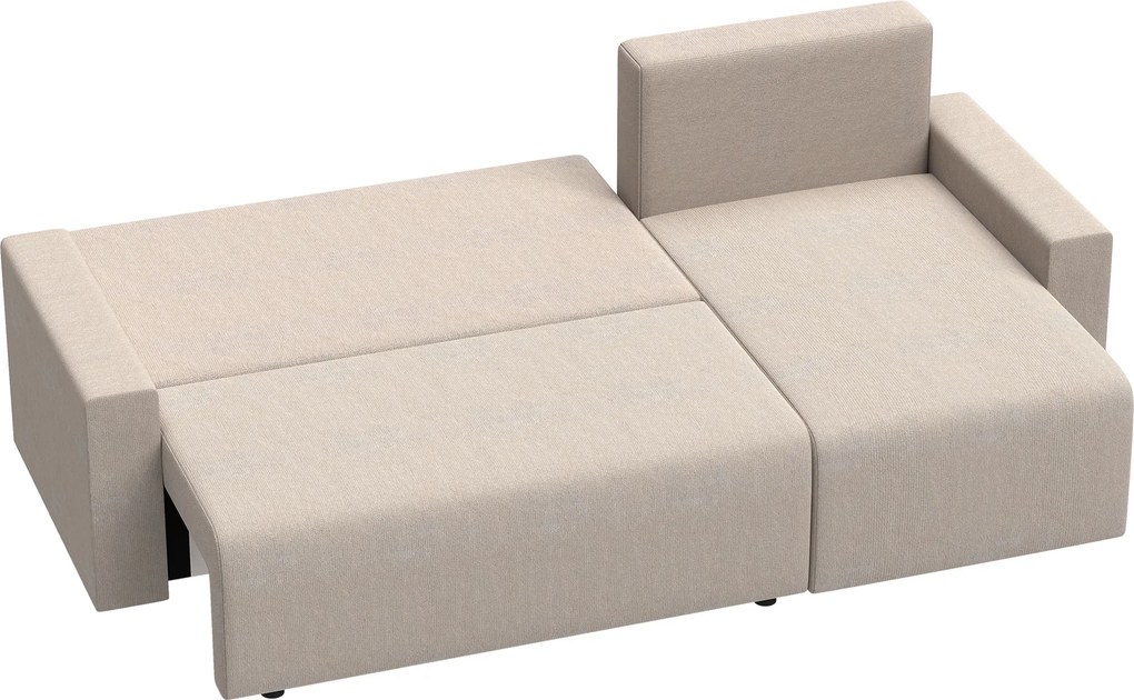 HOMCOM Narożnik z funkcją spania i odwracalnym szezlongiem, 3-osobowa sofa w kształcie L z efektem sztucznego zamszu, beżowy | Aosom PL
