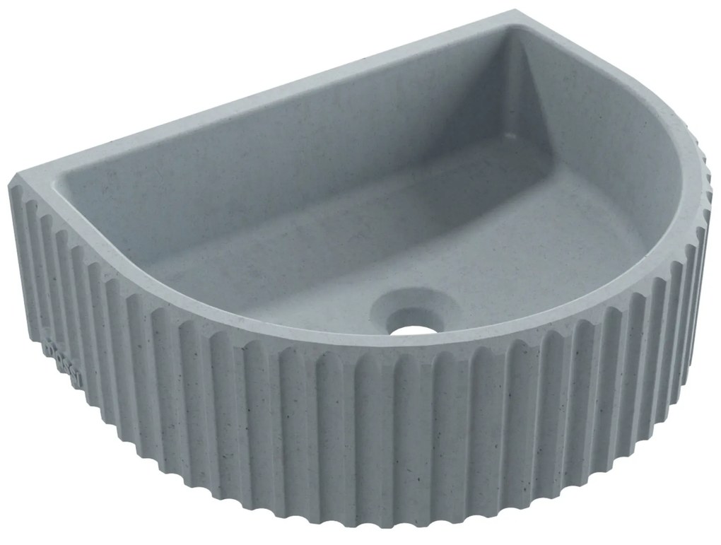 Umywalka betonowa podwieszana / nablatowa półokrągła bez otworu na baterię 45 x 36 cm MUSLIN | różne kolory : Kolor - Ciemny szary, Typ montażu - nablatowa