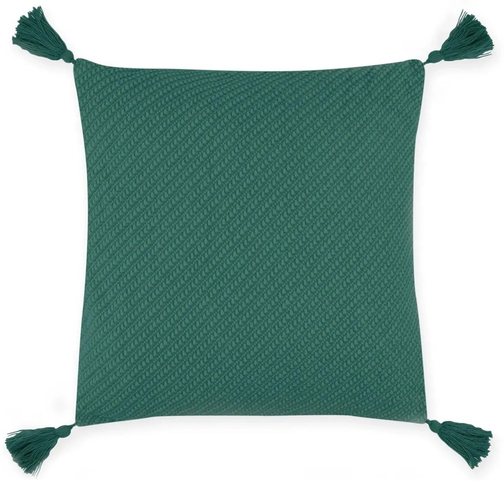 Poszewka dekoracyjna MORRIS z frędzlami zielona 45x45 cm HOMLA