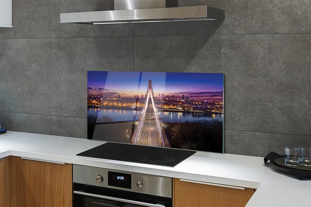 Szkło do Kuchni na Ścianę Panorama Wisły z Mostem