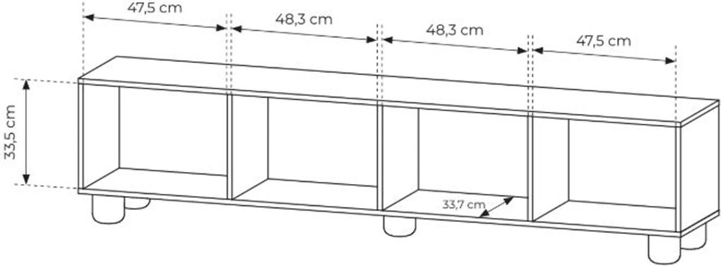 Szafka RTV Arlo 200 cm czterodrzwiowa - dąb vicenza