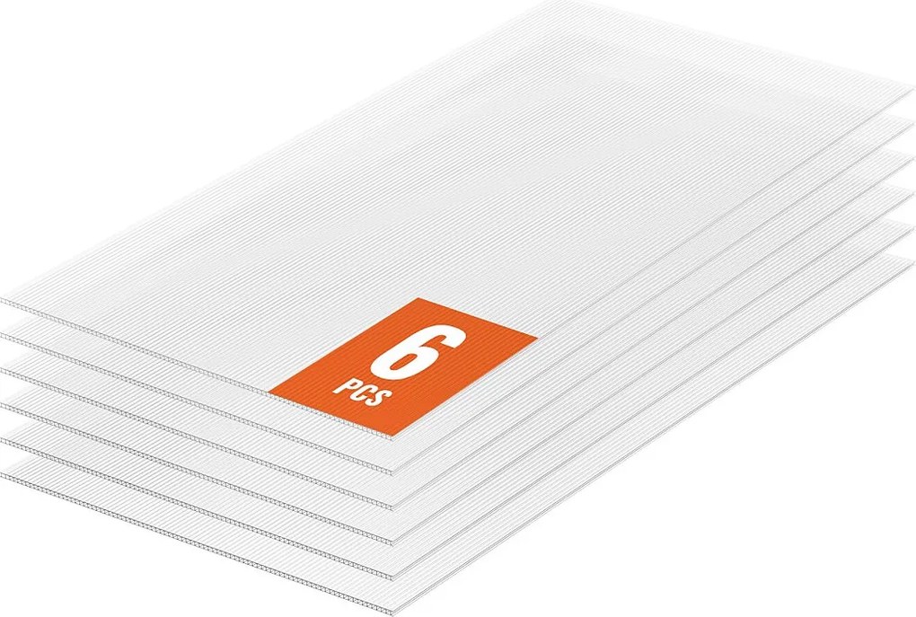 Panele Szklarniowe SucceBuy z Poliwęglanu Zestaw 6 Szt., 61cm X 122 cm X 0.4 cm, Płyty Dachowe, Ochrona UV, Wodoodporne, Odporność na Uderzenia do Ogrodu