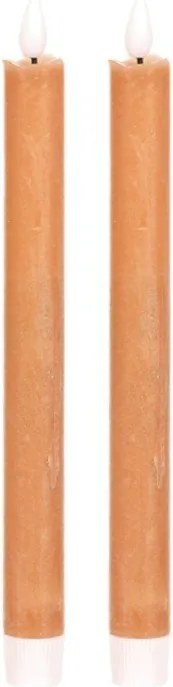 Zestaw świec stożkowych z oświetleniem LED,cappuccino, 2 szt., parafinowe, 25 cm