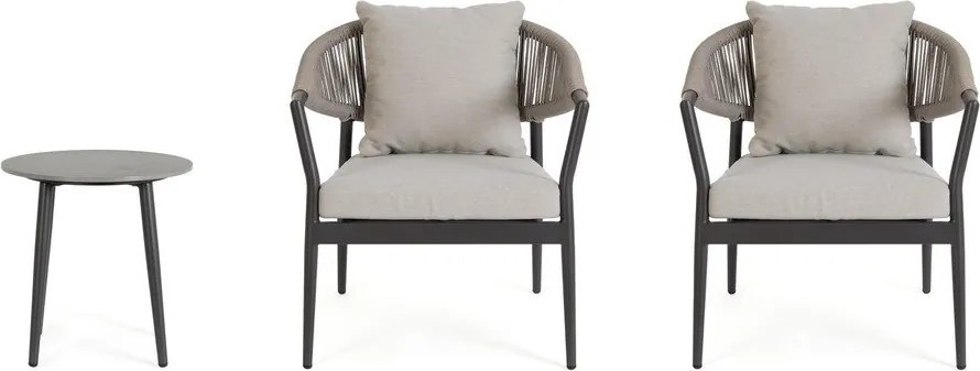 Aluminiowy zestaw mebli ogrodowych w kolorze khaki-szarobrązowym dla 2 osób Millor – Bizzotto