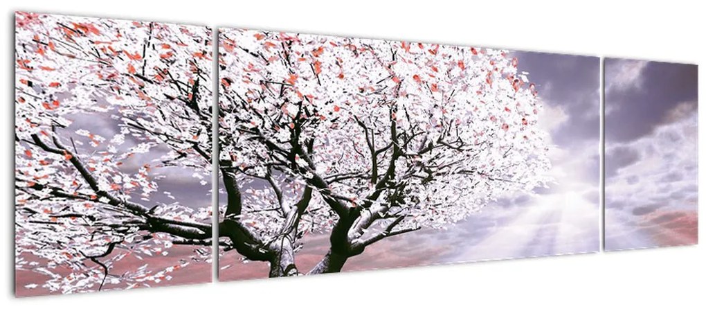 Czerwony obraz drzewa (170x50 cm)