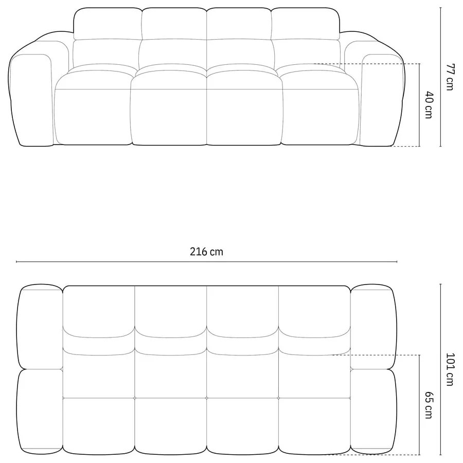 Ceglasta sofa 216 cm Lisa – Micadoni Home