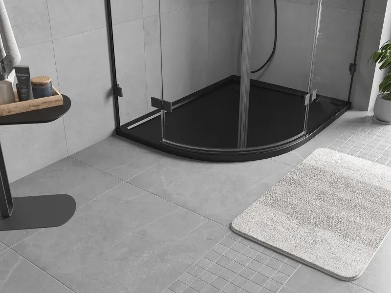 Mexen Flow brodzik półokrągły asymetryczny slim prawy 100 x 90 cm, czarny mat - 46Q709010R