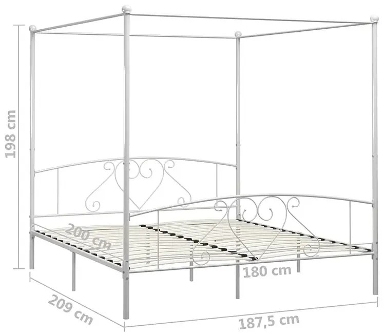 Białe metalowe łóżko małżeńskie 180x200 cm - Nila