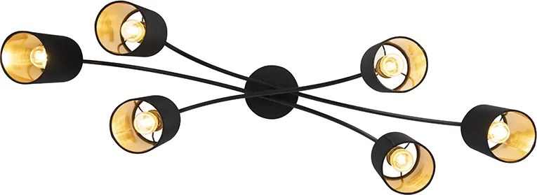 Nowoczesna lampa sufitowa czarna 6-światłowa - Lofty