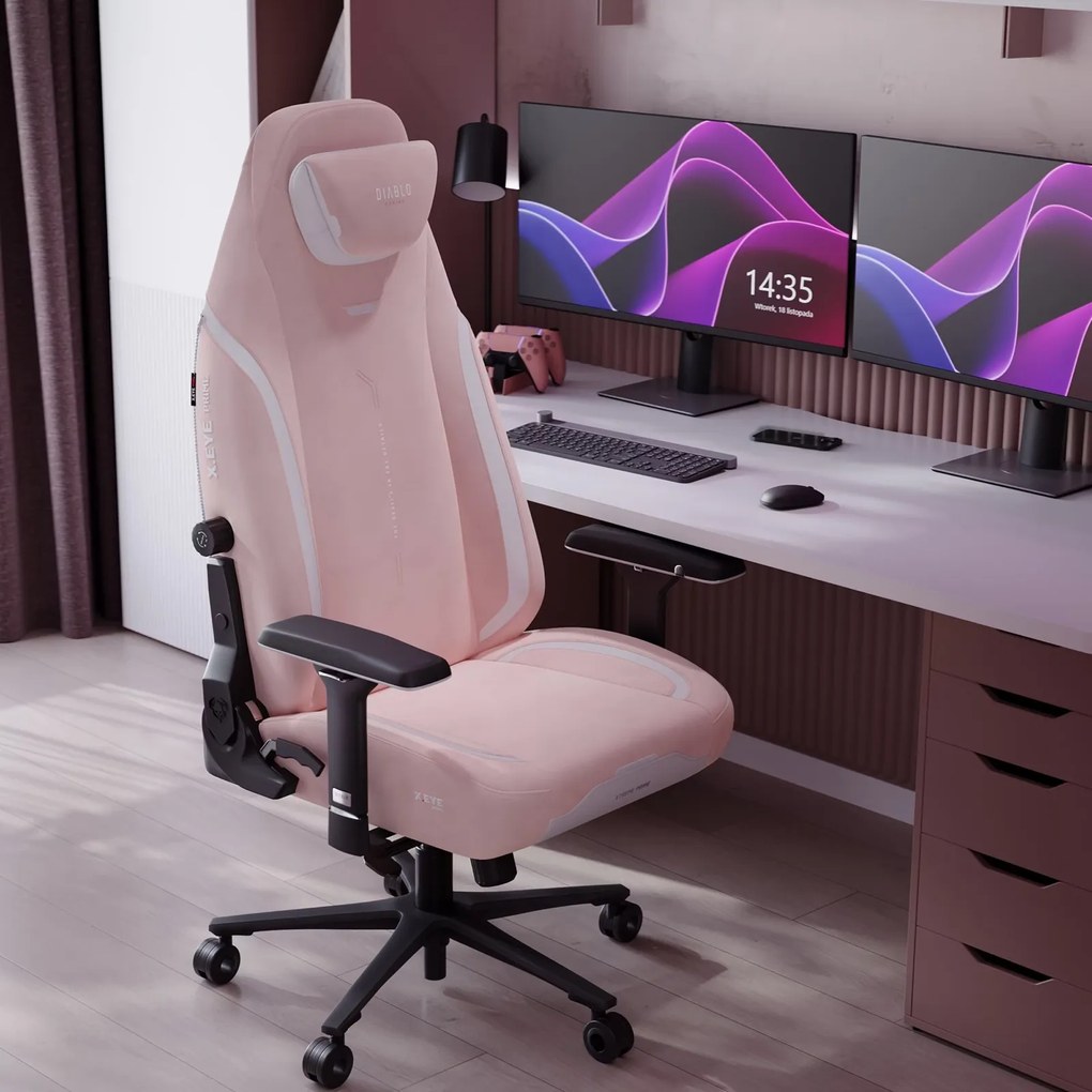 Fotel gamingowy materiałowy Diablo X-Eye Prime Normal Size, Akira Pink