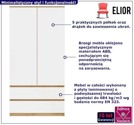 Dwudrzwiowa szafa biały + dąb artisan - Ollos
