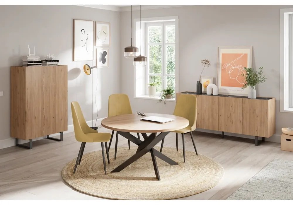 Okrągły stół z blatem w dekorze dębu 120x120 cm Ther – Marckeric