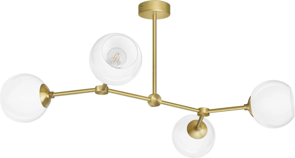 Złota lampa wisząca 4 kule G-S4T