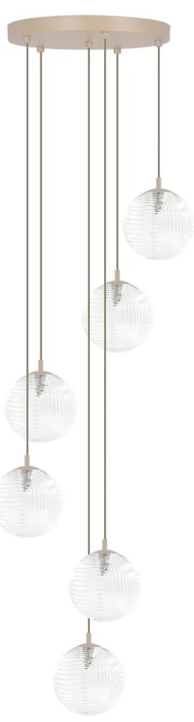 Spiralna lampa wisząca Tesoro Kaskada – beżowa elegancja do wysokich wnętrz
