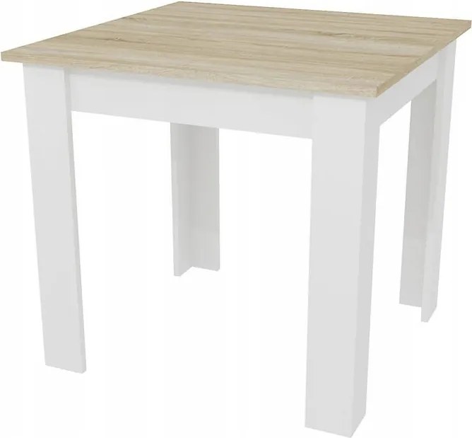 Zestaw stół i 4 krzesła Savio 085, 80x80 cm, dąb sonoma/biały, krzesła białe