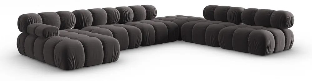 Ciemnoszara aksamitna sofa 379 cm Bellis – Micadoni Home