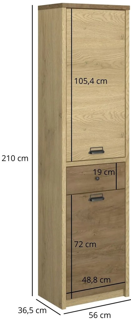 Loftowy regał zamykany dąb cremona + dąb lefkas L5-W01