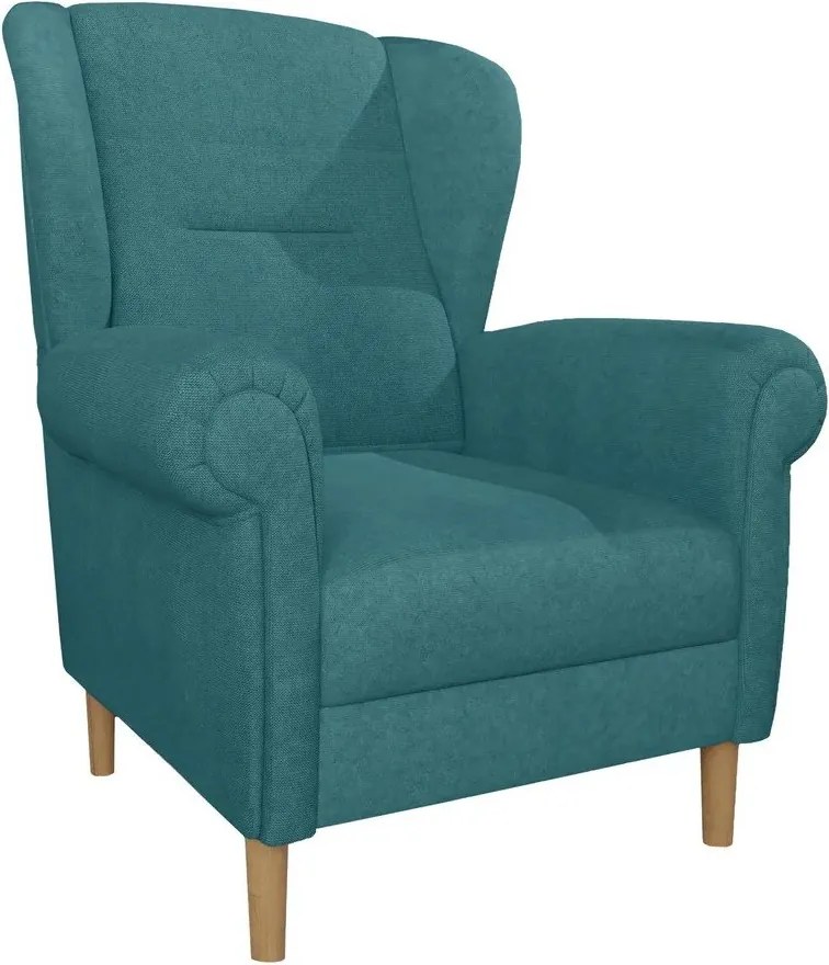 Turkusowy fotel typu uszak Swan – Ropez