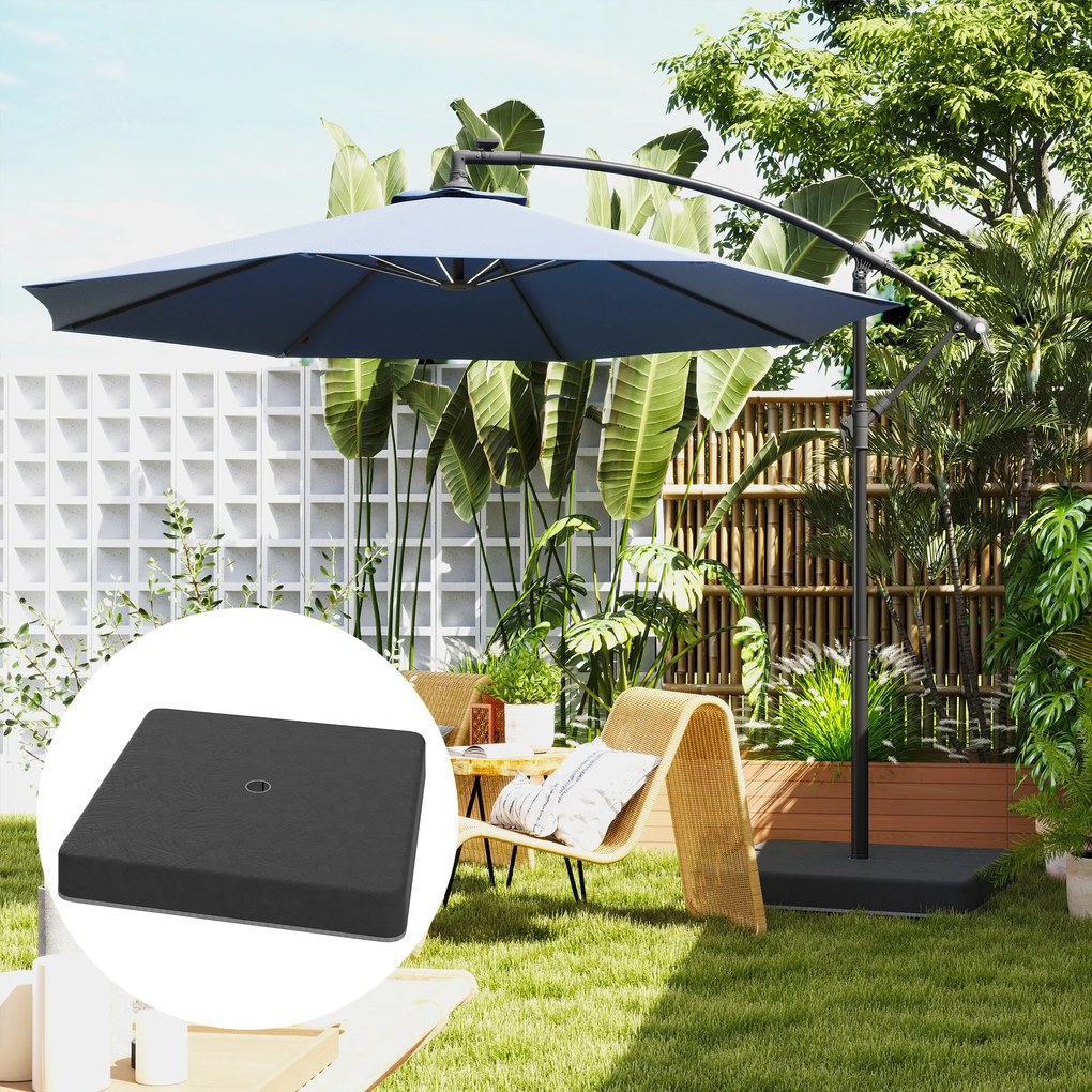 Outsunny Ciężarki do podstawy parasola, Wodoodporne, Napełnialne piaskiem, Plastik, 89D x 89S x 10,5W cm, Czarny