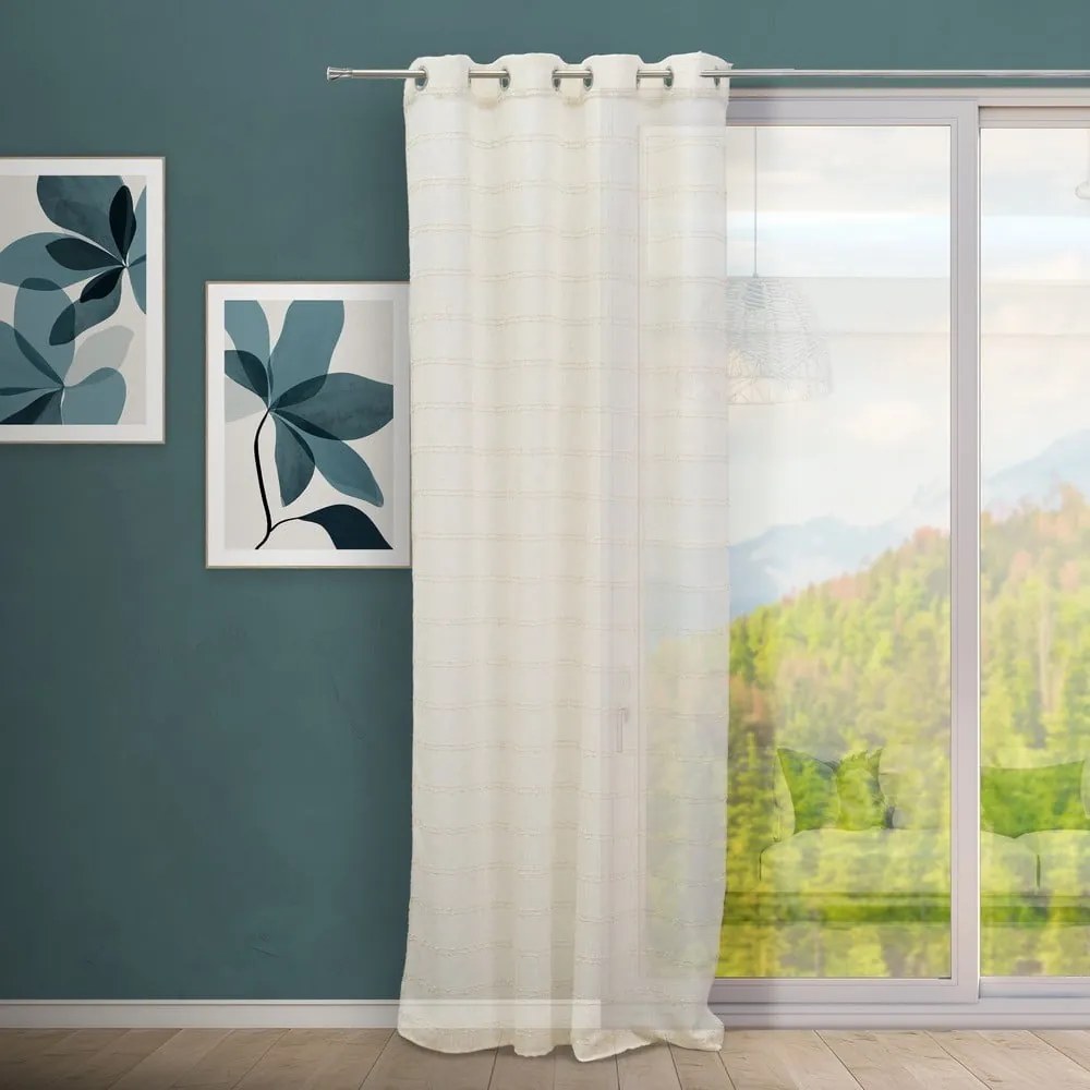 Beżowa zasłona z mieszanki lnu 140x260 cm Nodes – Casa Selección