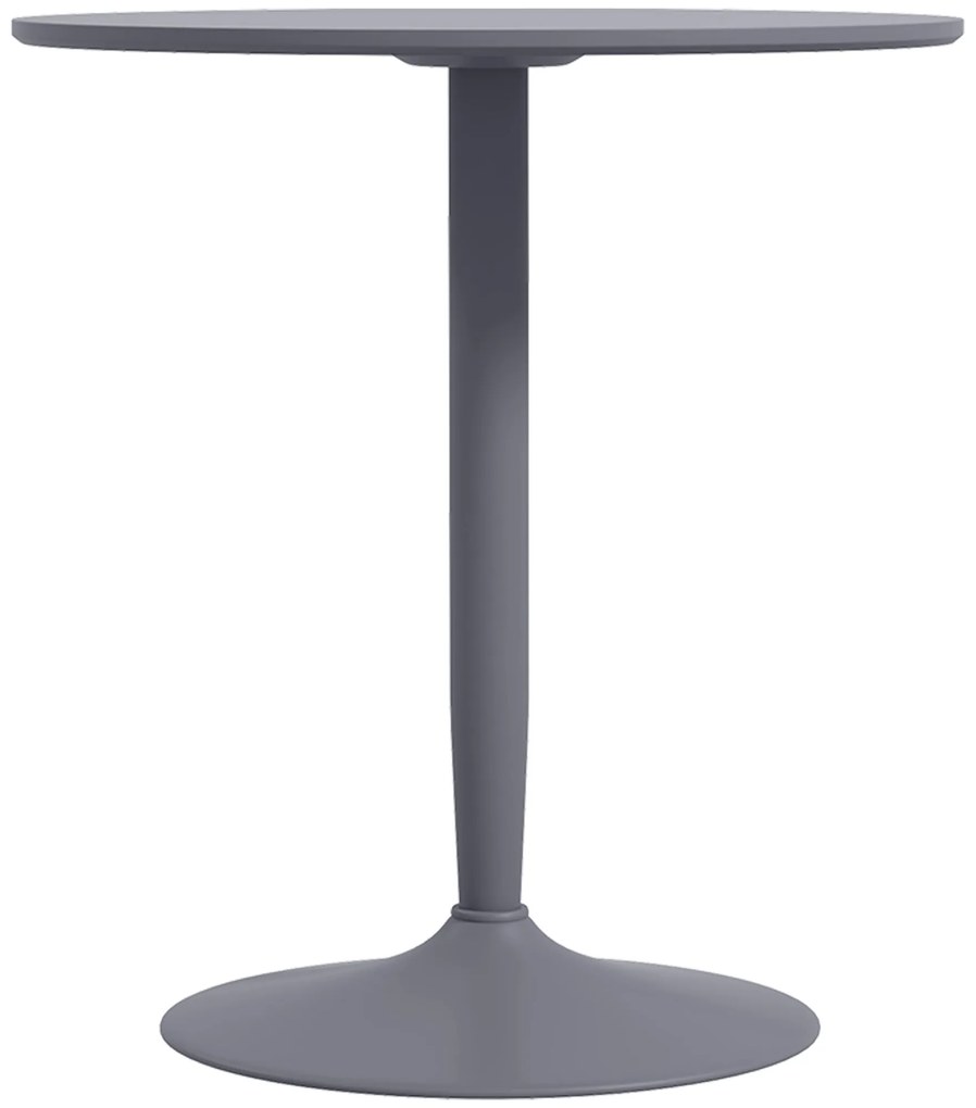 HOMCOM Stół jadalny dla 2 osób, okrągła blacha, noga ze stali, Szary, 70 x 70 x 75 cm