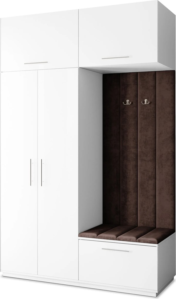 Masseno Garderoba REMA 150/240/60 cm Nowoczesna Szafa do Przedpokoju Biała, MONOLITH 29 (Brązowy)