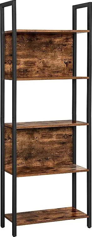 Regał na książki Valora Shelf Rustic Brown Steel 5-Tier
