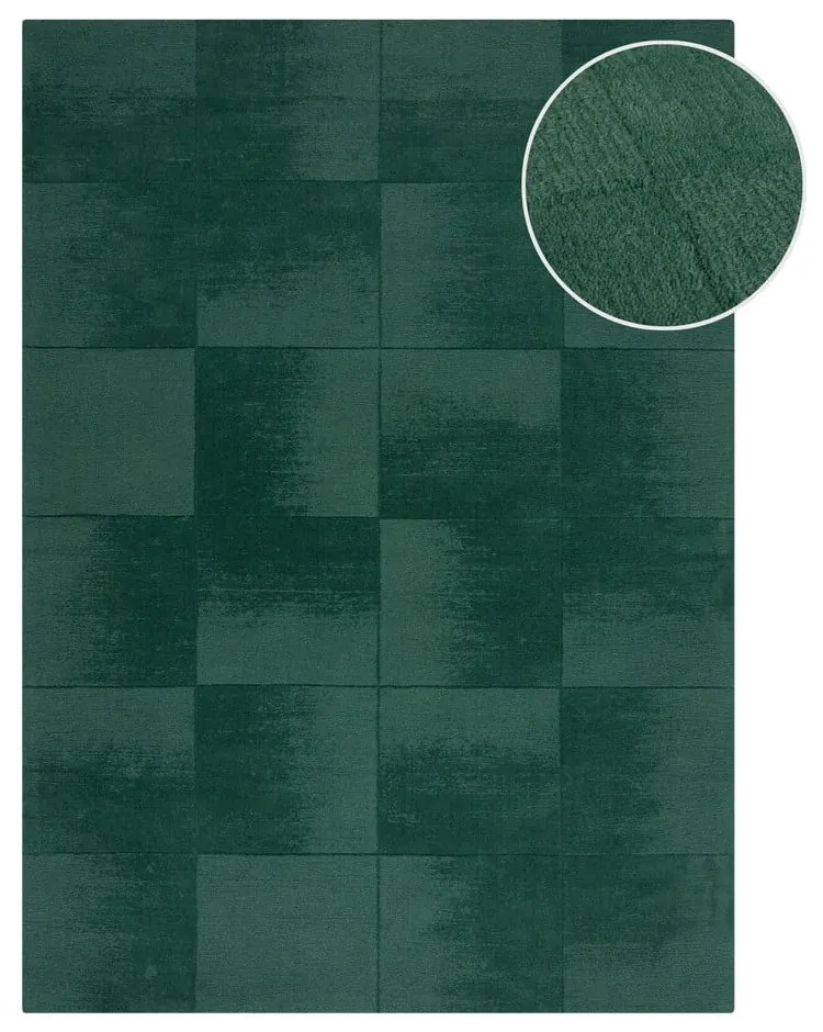 Morski wełniany dywan tkany ręcznie 120x170 cm Demi Check Ombre – Flair Rugs