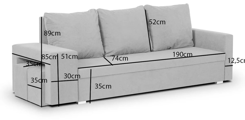 Kanapa sofa 3 os z funkcją spania DOTEX2 Granatowy