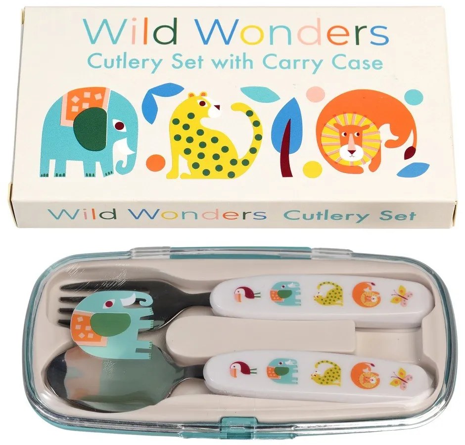 Kremowe sztućce dla dzieci ze stali nierdzewnej 2 szt. Wild Wonders – Rex London