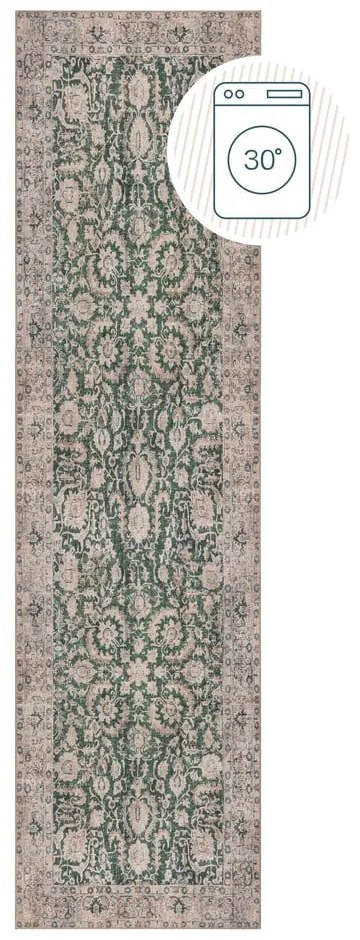 Zielony chodnik odpowiedni do prania 60x230 cm Beau Floral – Flair Rugs