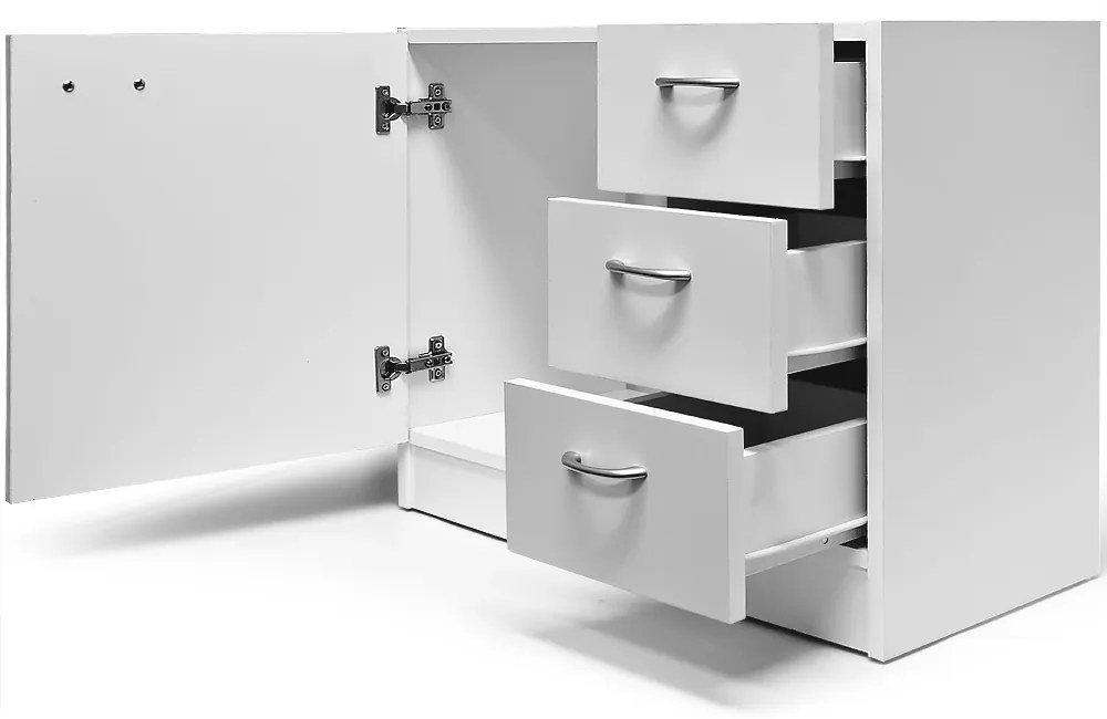 Szafka pod umywalkę z 3 szufladami SILKE, 63x30x54cm, biała Casaria