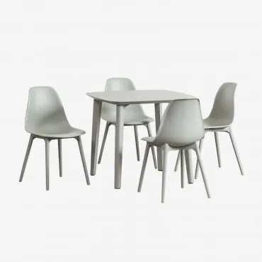 Zestaw: Kwadratowy Stół 85x85 Cm I 4 Krzesła Ogrodowe Z Polipropylenu Scand Awokado - Sklum