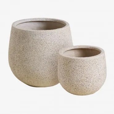 Zestaw 2 Doniczek Zewnętrznych Ø20 Cm / Ø35 Cm Z Polipietry Ugor Marrón Arena Claro - Sklum