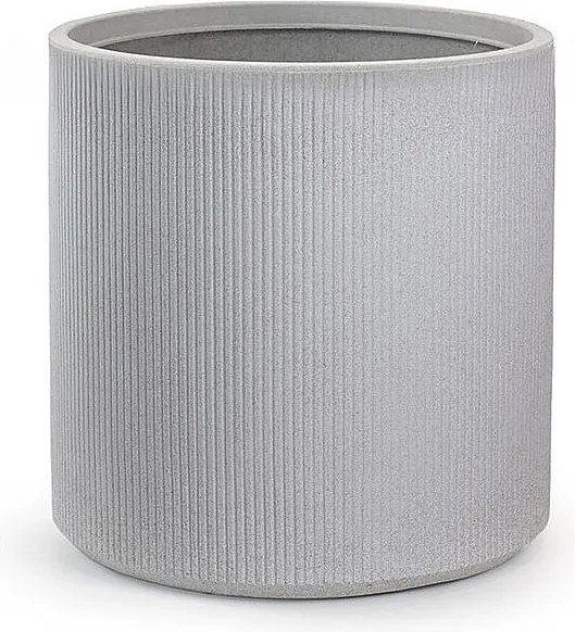 Okrągły, cylindryczny wazon z żywicy do roślin doniczkowych i ogrodowych, Modigliani Beige, 36x35 cm