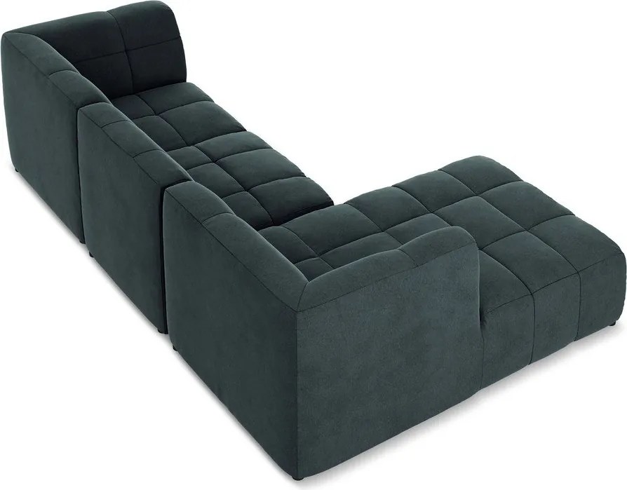 Niebieski aksamitny narożnik (lewostronny/z szezlongiem) Aloha – Makamii