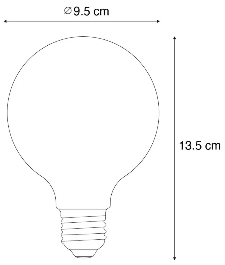 Zestaw 5 Żarówka LED E27 z przyciemnianiem, spiralny filament G95 4W 270lm 2200K