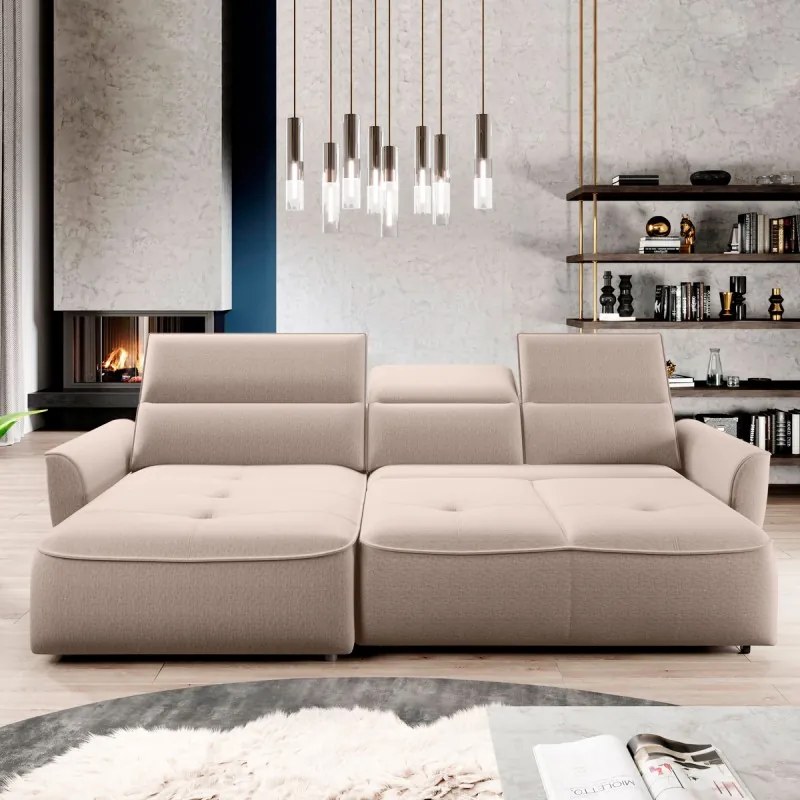 Narożnik MURILLO S Mini z elektryczną regulacją siedziska Lewostronny w tkaninie VOGUE 01 WERSAL