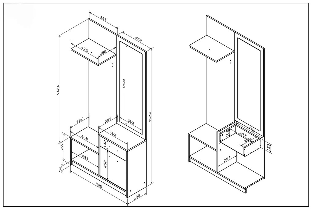 Garderoba do przedpokoju dąb artisan E8-P16