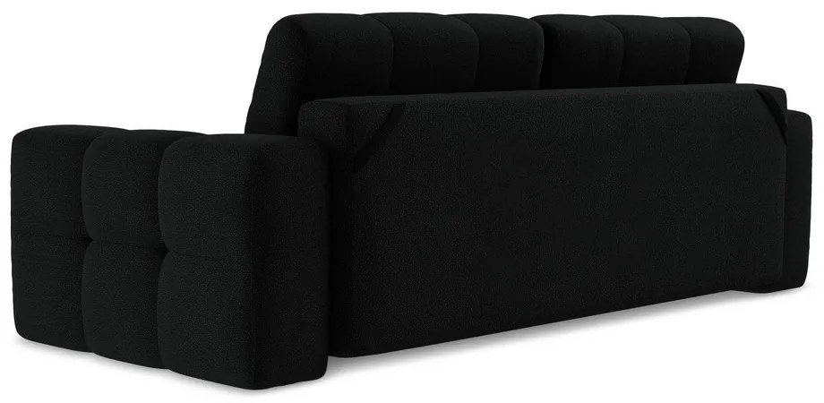 Czarna rozkładana sofa z materiału bouclé 255 cm Milu – Makamii