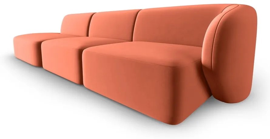 Różowa aksamitna sofa prawostronna 311 cm Paolo – Milo Casa